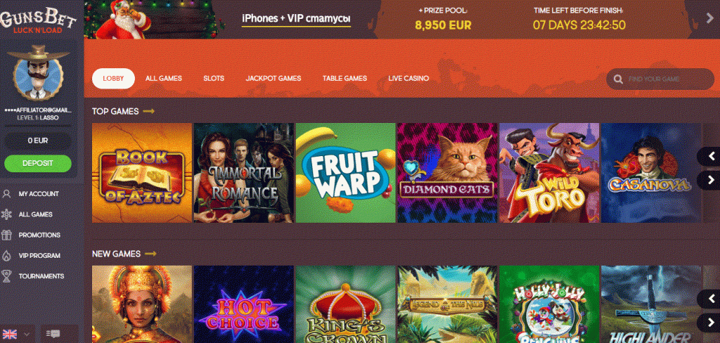 Gunsbet Casino review